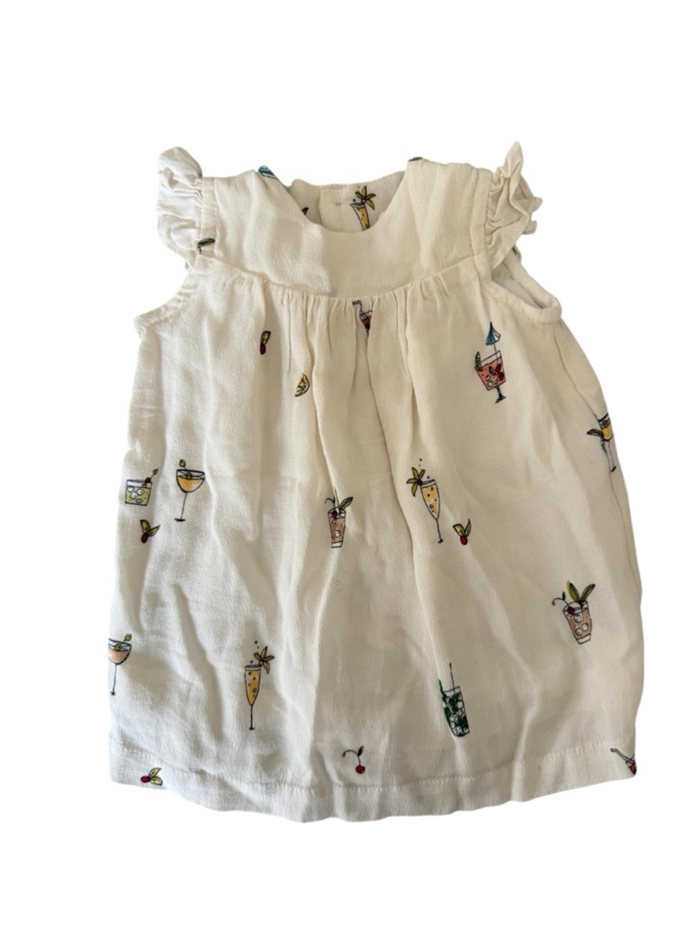 Mademoiselle à Soho White Baby Dress with Cocktail Embroidery